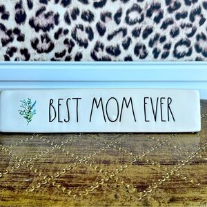 Rae Dunn BEST MOM EVER Ivory Ceramic‎ Plaque with Florals Mother's Day